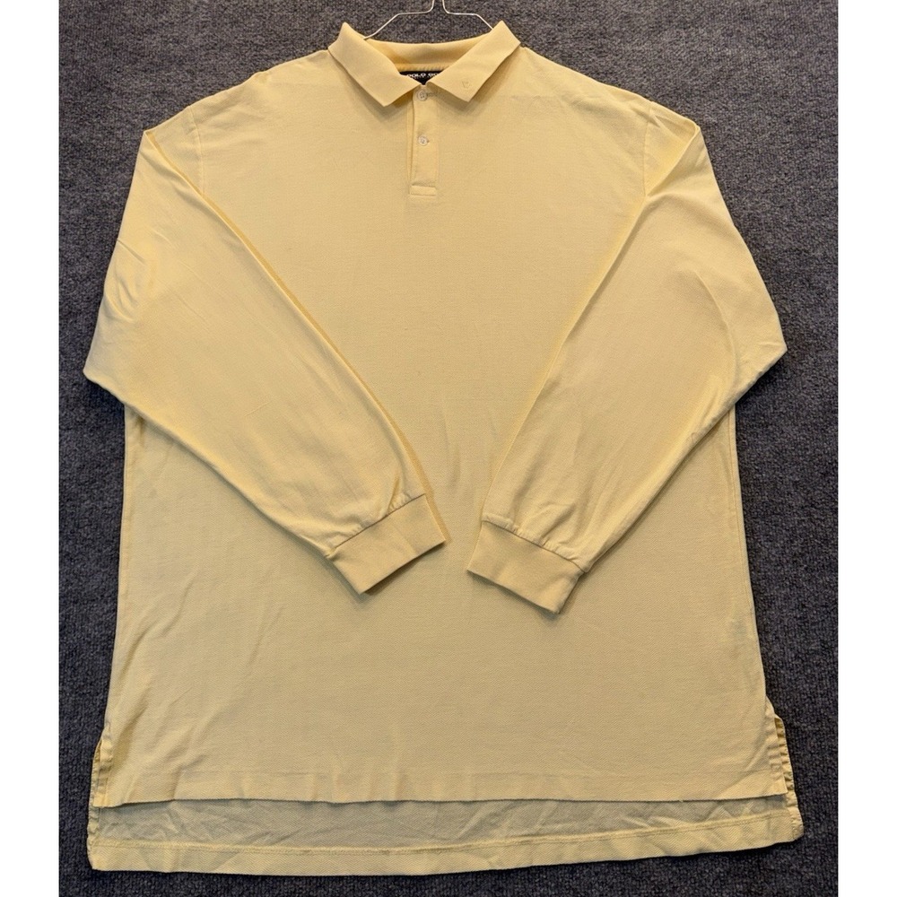 POLO GOLF RALPH LAUREN MEN'S XXL YELLOW LONG SLEEVE POLO SHIRT PIMA COTTON